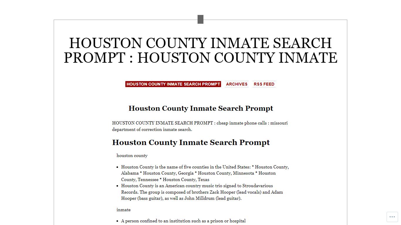 HOUSTON COUNTY INMATE SEARCH PROMPT : HOUSTON COUNTY ...